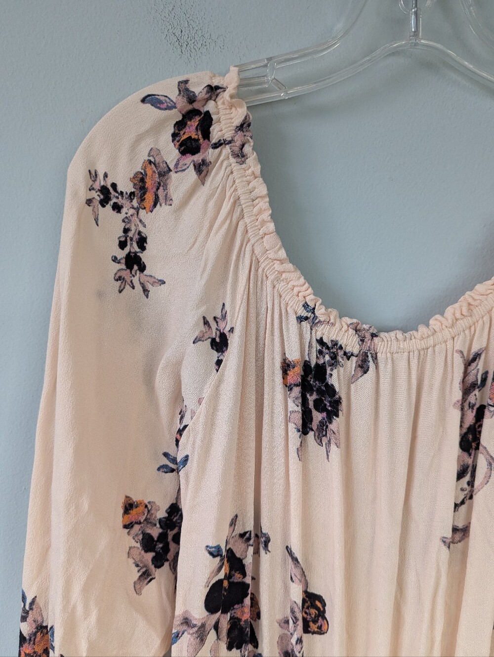 Free People M Blush Pink Floral Print Off Shoulder Boho Romper - Picture 12 of 12